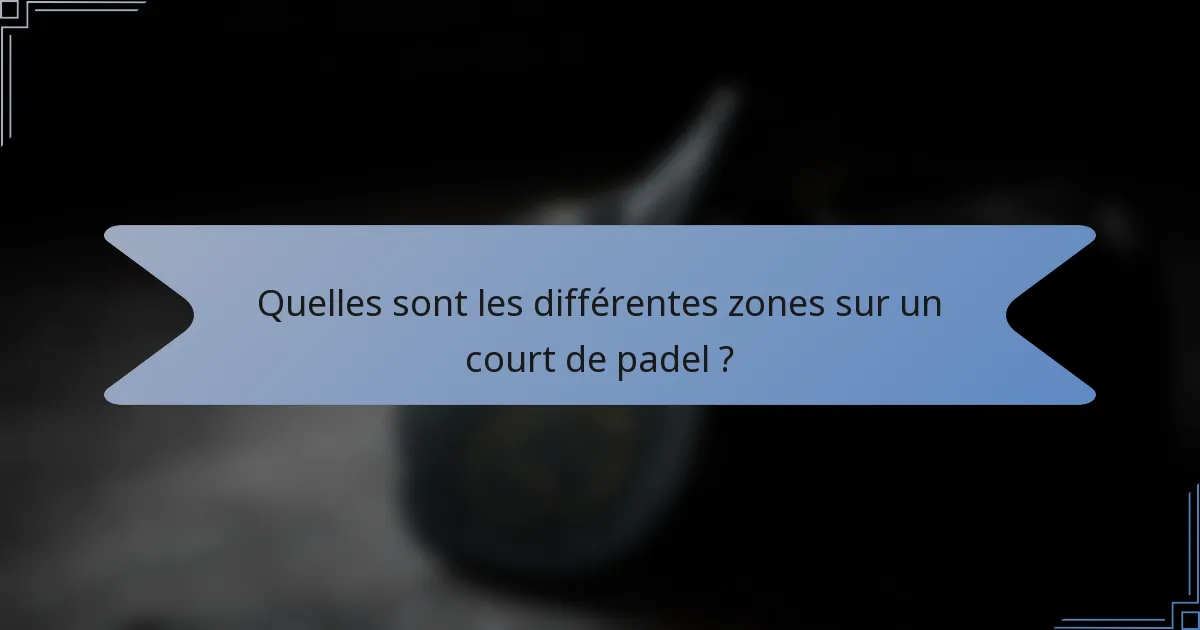 Quelles sont les différentes zones sur un court de padel ?